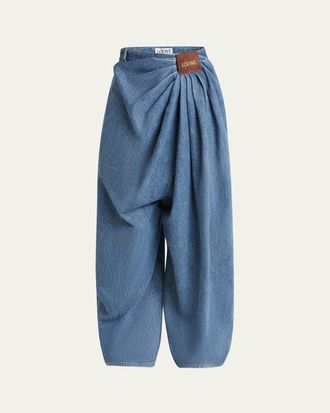 Loewe Draped Loose Mohair Wool Jeans