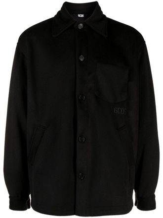 GCDS logo-embroidered overshirt - Black