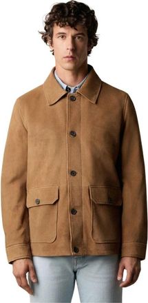 Brooks Brothers Suede Overshirt Jacket - Heren - Zomerjassen - Bruin - 3XL - Leer - Jassen