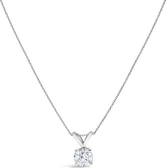 House of Brilliance 14K Gold Lab Grown Diamond Round Solitaire Pendant Necklace