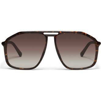 Quay Studio Sesh 60mm Gradient Aviator Sunglasses in Dark Tort/Brown at Nordstrom
