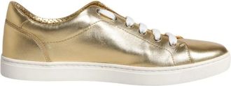 Dolce & Gabbana Gouden Leren Low Top Sneakers - Heren - Sneakers - Geel - 41 1/2 EU - Leer - Schoenen