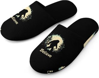 Generic Bigfoot Believe Mens Cozy House Slippers Winter Warm Shoes with Anti-Slip Sole for Travel Indoor Outdoor