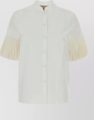 Valentino Garavani poplin shirt stand collar pleated sleeves