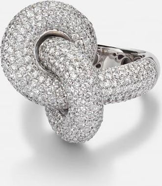 Engelbert Legacy Knot Big 18kt white gold ring with diamonds