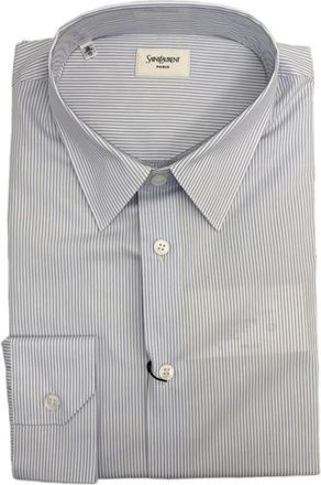 Saint Laurent Overhemden, Heren, Blauw, 3Xl, Katoen, Gestreepte Button-Up Shirt