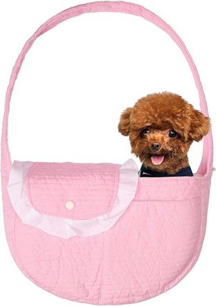 OEM Bolso Bandolera Para Mascotas Peque&ntilde;as, Bolso Transpirable De Algod&oacute;n Para Perros O Gatos Con Compartimento De Almacenamiento, Rosa Claro