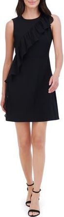 Eliza J Ruffle A-Line Dress in Black at Nordstrom Rack, Size 12