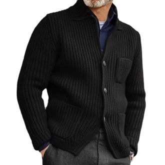 Generic Mens Shawl Collar Cardigan Sweater - Cable Knit, Button-Up,Jumper Jacket Standing Collar Slim Knit Suit Cardigan,Knit Cardigan Casual Shawl Collar,Lon