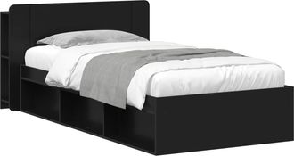 vidaXL Estructura De Cama Con Almacenamiento Negro 90 X 190 Cm Vidaxl
