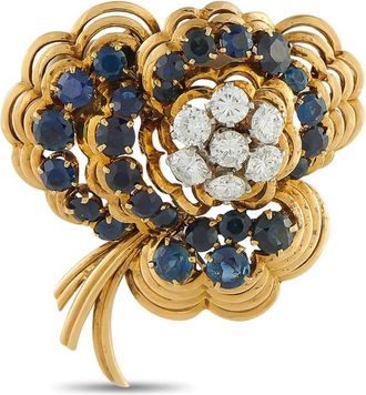 Van Cleef & Arpels Spilla in oro giallo 18 carati con zaffiri e diamanti