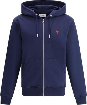 Ami Ami de Coeur Zipped Hoodie - Heren - Vesten met rits - Blauw - S - Katoen - Hoodies & sweatvesten