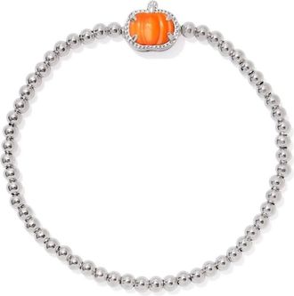 Kendra Scott Womens Pumpkin Stretch Bracelet In Silver Orange Mother Of Pearl