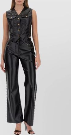 Moschino cropped faux leather vest with studded v-neck