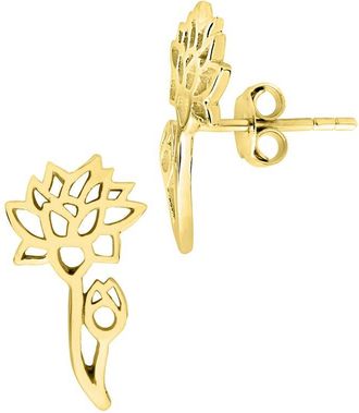 Sterling Forever 14K Gold Birth Flower Stud Earrings