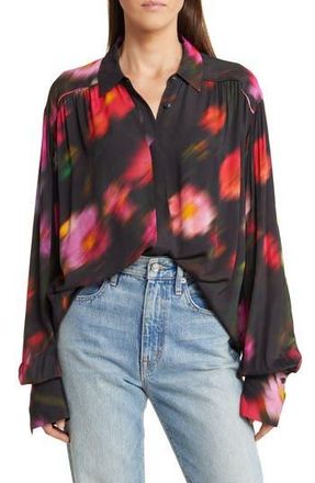 Rag & Bone Aubrey Floral Print Button-Up Top in Black Floral at Nordstrom Rack, Size Medium