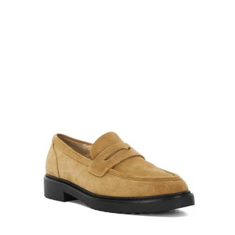 Dune London Womens Ladies Garfeld - Faux Fur Lined Loafers - Tan Suede - Size UK 7