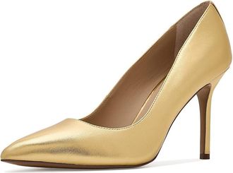 Lauren Ralph Lauren Lindella II Metallic Leather Pumps Womens Shoes Modern Gold : 9.5 B - Medium