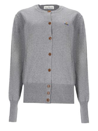 Vivienne Westwood Fine-Knit Grey Sweater With Button-Down Front And Ribbed Detailing