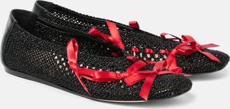 Simone Rocha Bow-detail crochet ballet flats