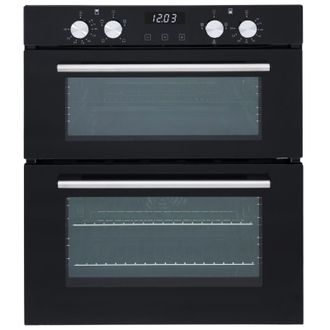 Sia Black 60cm Built Under Double Electric Fan Oven With Digital Timer
