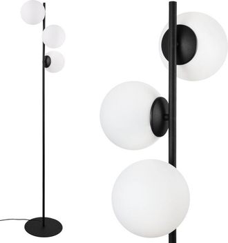 OEM L&aacute;mpara De Pie Siena Negra, 3 Pantallas Planas Blancas