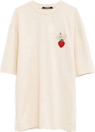 Jacquemus logo-tape strawberry-patch T-shirt - unisex - Cotton - S - Neutrals