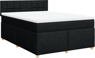 vidaXL Cama Box Spring Con Colch&oacute;n Tela Negro 140x190 Cm Vidaxl