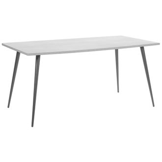 Beliani Mesa De Comedor Efecto Hormig&oacute;n Con Patas De Metal Negras Rectangular 120 X 80 Cm Para 6 Personas Estilo Glamour Moderno Santiago