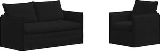 vidaXL Juego De Sof&aacute; 2 Uds. Negro Tela Vidaxl