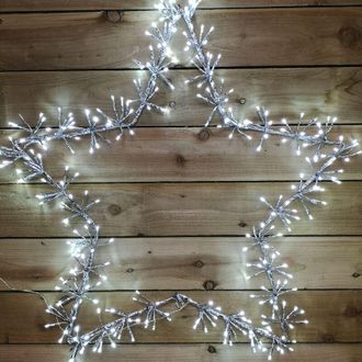 Premier 90cm Silver Star Cluster Wall Window Decoration with 320 White led