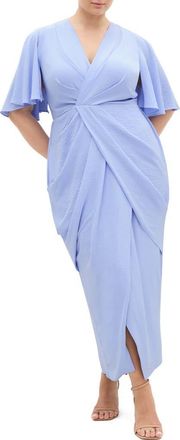 City Chic Braelynn High-Low Maxi Dress in Sky Blue at Nordstrom, Size 14W