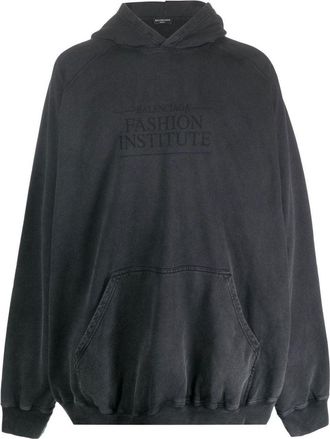 Balenciaga Fashion Institute Oversized Hoodie Washed Black 697879TMVK18190