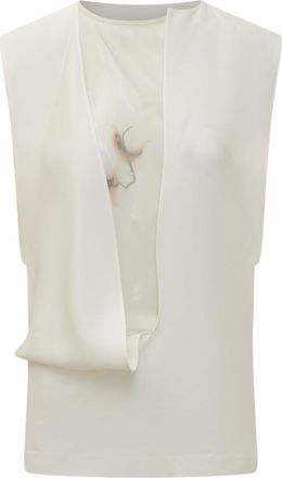 Sportmax White Solid Round Neck Top