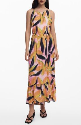 Desigual Floral Crinkled Midi Sundress in Pink at Nordstrom, Size X-Large