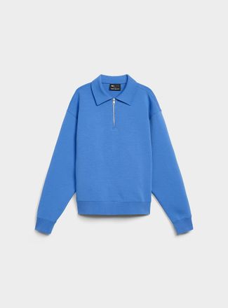 Le 31 Mens Structured jersey zipped polo-collar sweatshirt