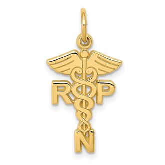 Diamond2Deal 14k Yellow Gold RNP Registered Nurse Practitioner Charm Pendant