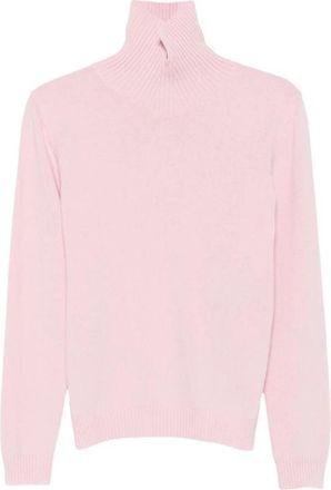 Jil Sander Gebreide trui met gedraaide halslijn - Dames - Coltruien - Roze - L - Truien & Vesten