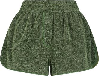 Os&eacute;ree Green Lumi&egrave;re Semi-Transparent Metallic Shorts