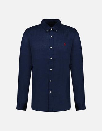 Polo Ralph Lauren Mens Polo Ralph Lauren Slim Fit Linen Shirt in Newport Navy - Size: 40/Regular