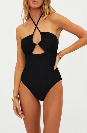 Beach Riot Phoenix Halter One-Piece Swimsuit in Black at Nordstrom, Size X-Large