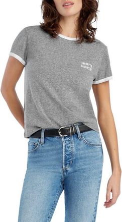 Favorite Daughter The Collegiate Ringer Graphic T-Shirt in Heather Grey/White at Nordstrom, Size X-Small