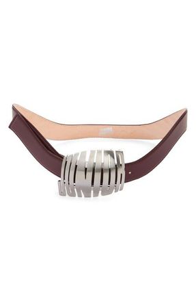 Jean Paul Gaultier The Curved Junior Leather Belt in Burgundy at Nordstrom, Size Medium