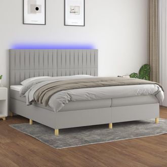 vidaXL Vidaxl - Cama Box Spring Con Colch&oacute;n Tela Y Led Gris Claro 200x200 Cm