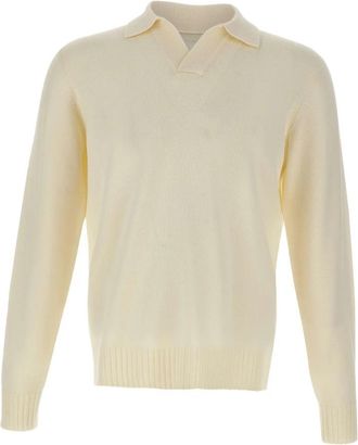 FILIPPO DE LAURENTIIS Skipper Polo - Heren - V-hals truien - Wit - S - Wol - Truien & Vesten