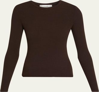 Frame Denim The Long-Sleeve Ribbed Crewneck Top