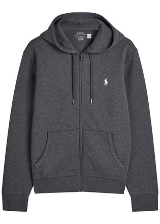 Polo Ralph Lauren Logo-embroidered Hooded Cotton-blend Sweatshirt - Charcoal - XL