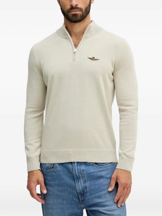 Aeronautica zip embroidery sweater - Toni neutri