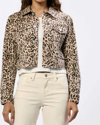Dear John Denim Diana Cut Off Denim Jacket In Leopard Safari