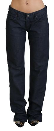 Exte Womens Straight Leg Jeans Classic Fit - Dark Blue Cotton - Size 26 (Waist)